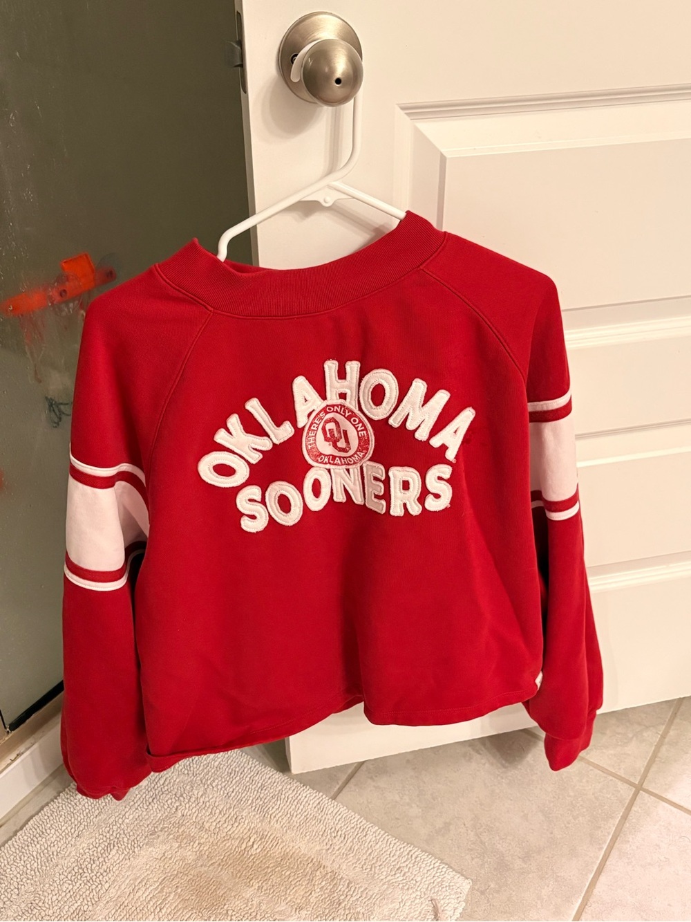 Fanatics Oklahoma Sooners Red Crewneck Sweater with White Lettering